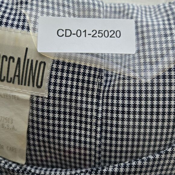 Vintage Nina Piccalino Navy White Houndstooth Peplum Dress. Retro. Sz 12 Fits 14 - Picture 13 of 13